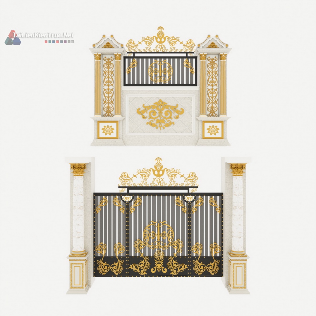 065 Thư viện cổng sketchup phong cách tân cổ điển