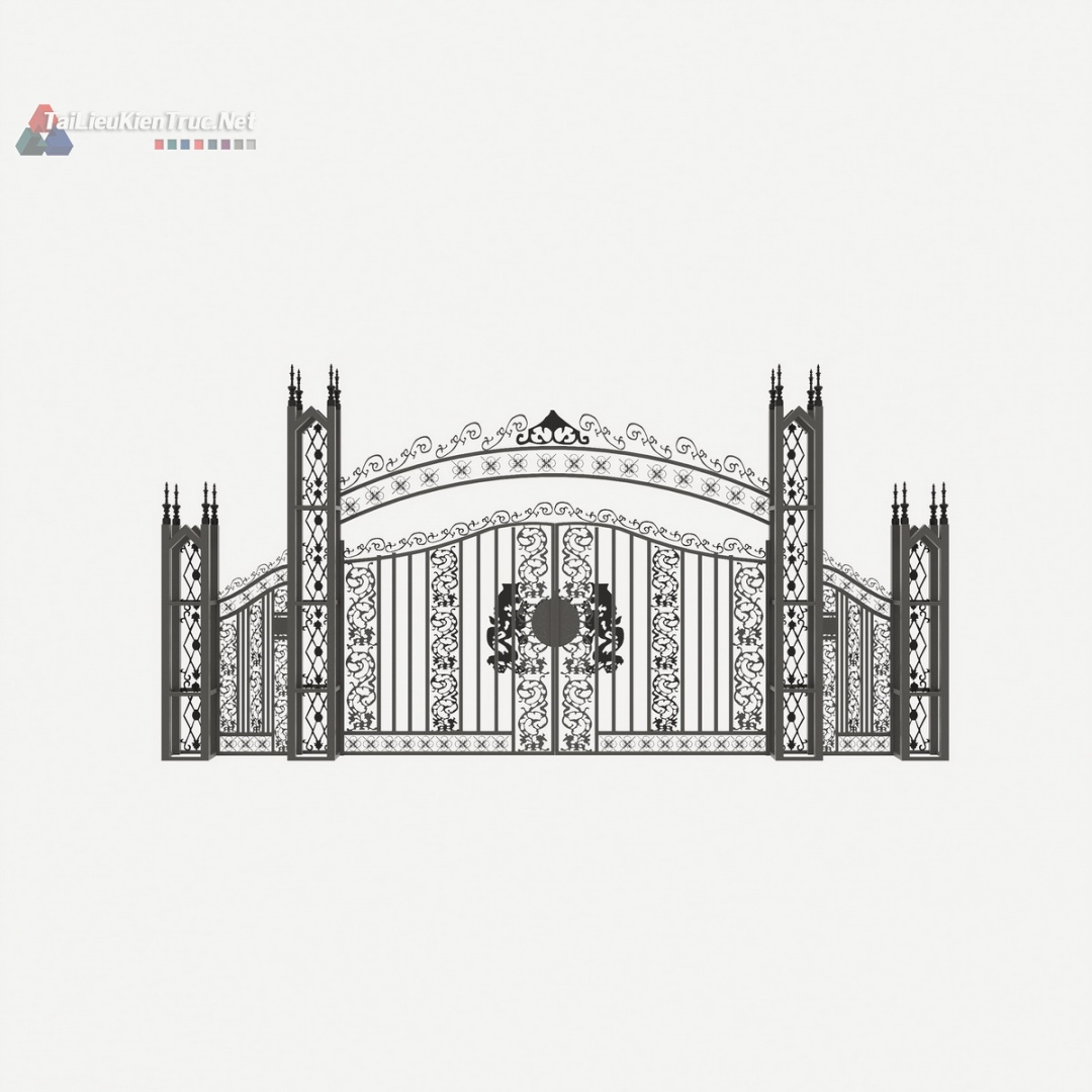 068 Thư viện cổng sketchup phong cách tân cổ điển