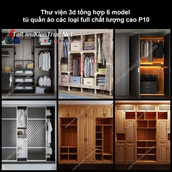 Thư viện 3d tổng hợp 6 model tủ quần áo các loại full chất lượng cao p10
