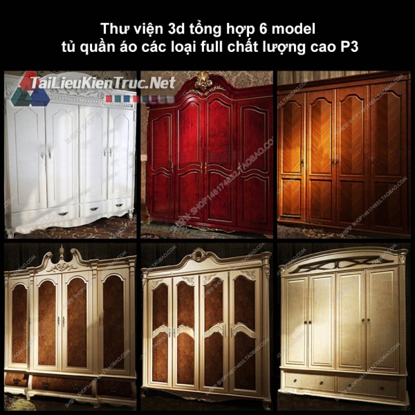 Thư viện 3d tổng hợp 6 model tủ quần áo các loại full chất lượng cao p3