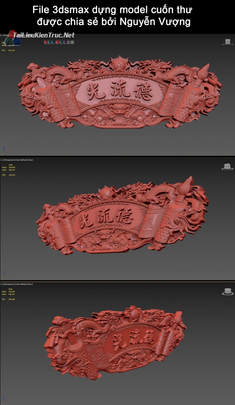 File 3dsmax dựng model cuốn thư được chia sẻ bởi Nguyễn Vượng