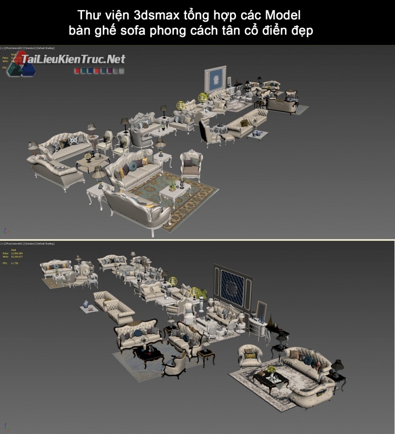 Thư viện 3dsmax tổng hợp các Model bàn ghế sofa phong cách tân cổ điển đẹp