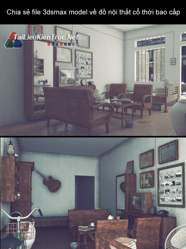 Chia sẻ file 3dsmax model về đồ nội thất cổ thời bao cấp