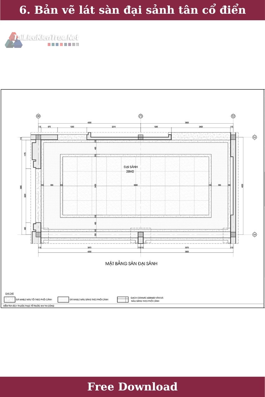 6. Tham khảo mặt bằng lát sàn đại sảnh tân cổ điển