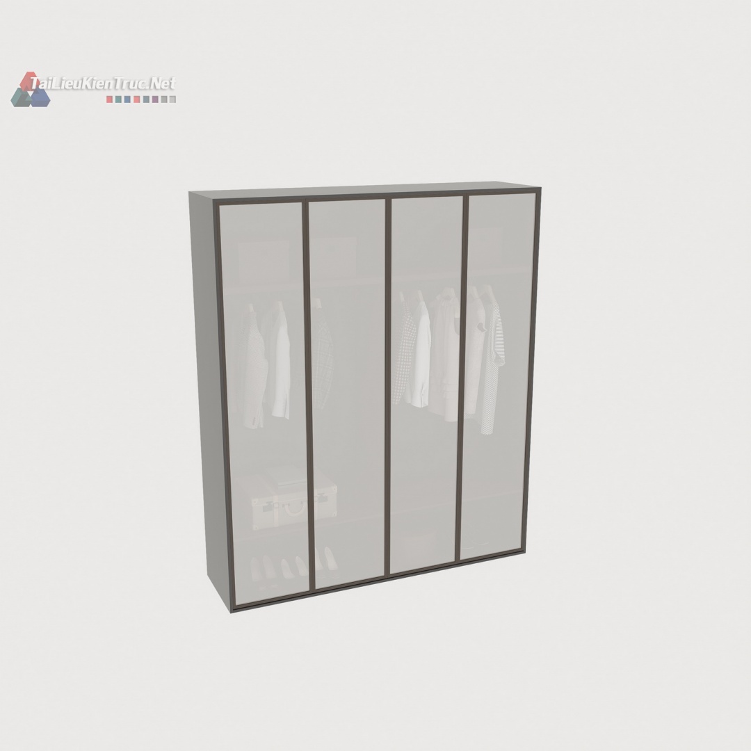 018. Tải miễn phí mô hình tủ áo cánh kính sketchup