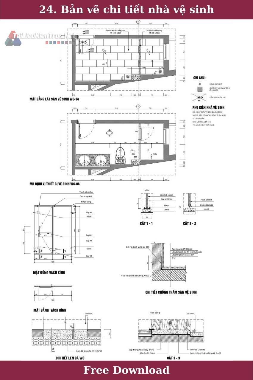 24. Tải miễn phí bản vẽ chi tiết nhà vệ sinh