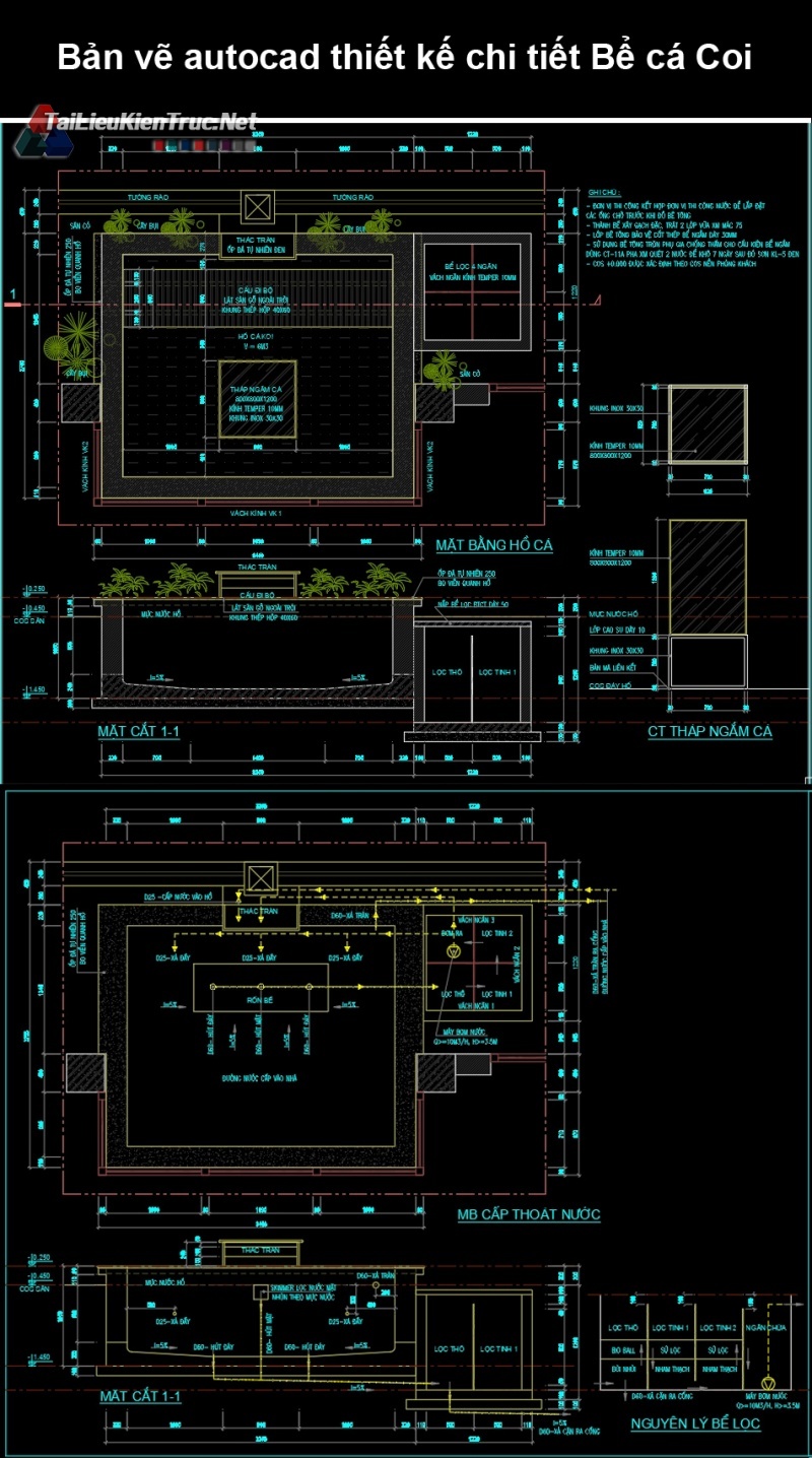 Bản vẽ autocad thiết kế chi tiết Bể cá Coi