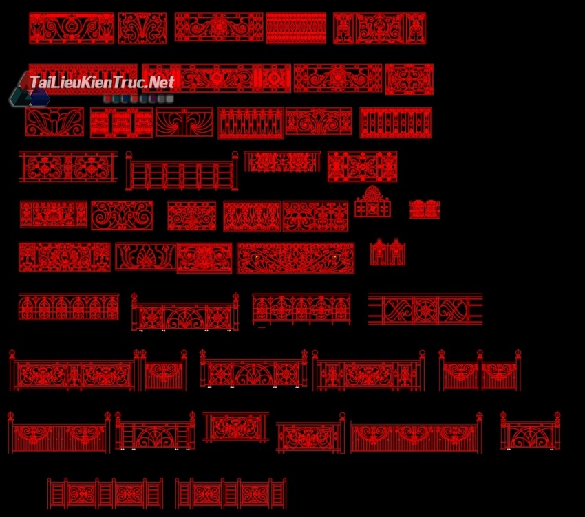 Thư viện autocad gồm Lan can, cửa các loại