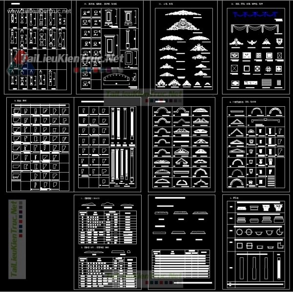 Thư viện bản vẽ autocad phào chỉ, cột, phù điêu tân cổ điển