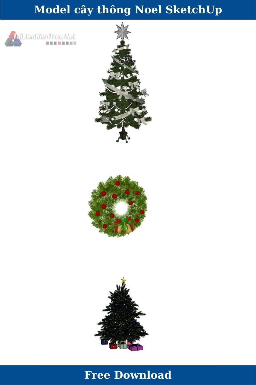 Model cây thông Noel sketchup miễn phí