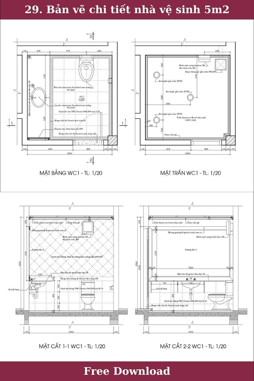29. Bản vẽ chi tiết nhà vệ sinh 5m2 tải miễn phí