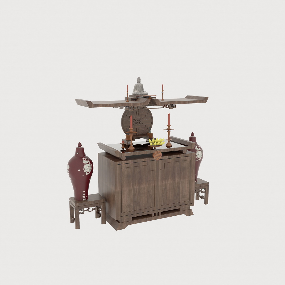 037. Bàn thờ gỗ tự nhiên file sketchup miễn phí
