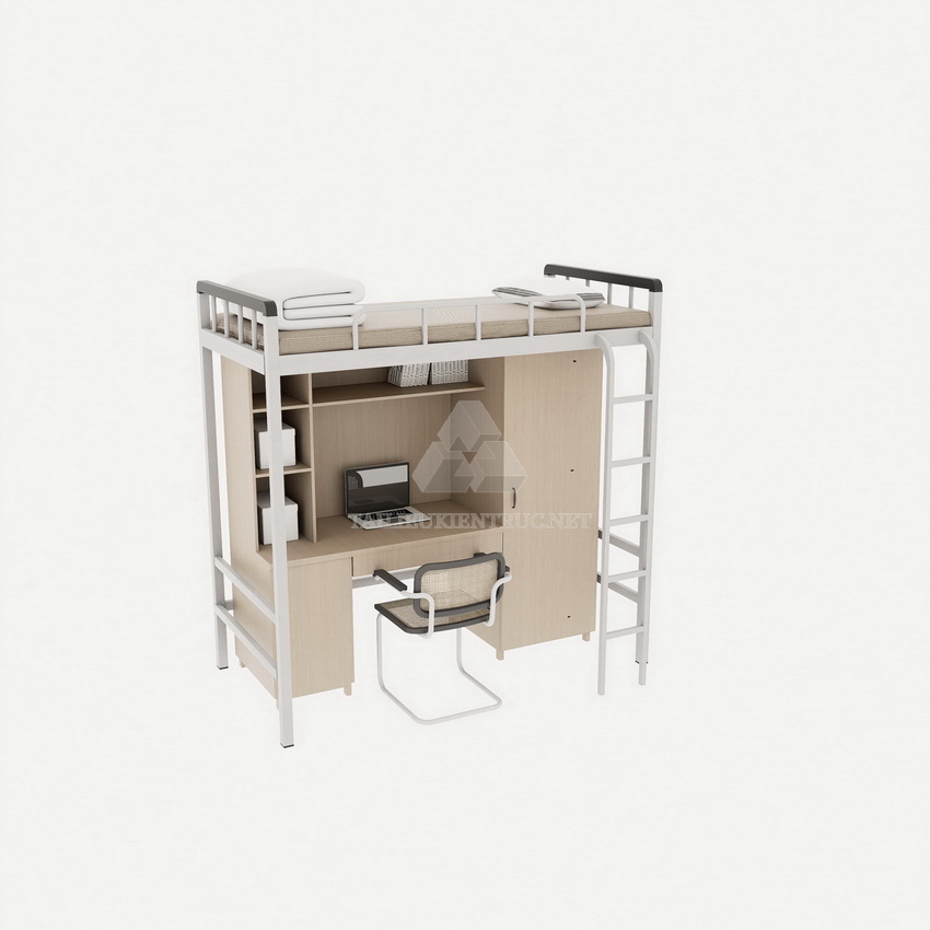 028. Thư viện sketchup giường tầng kết hợp bàn làm việc