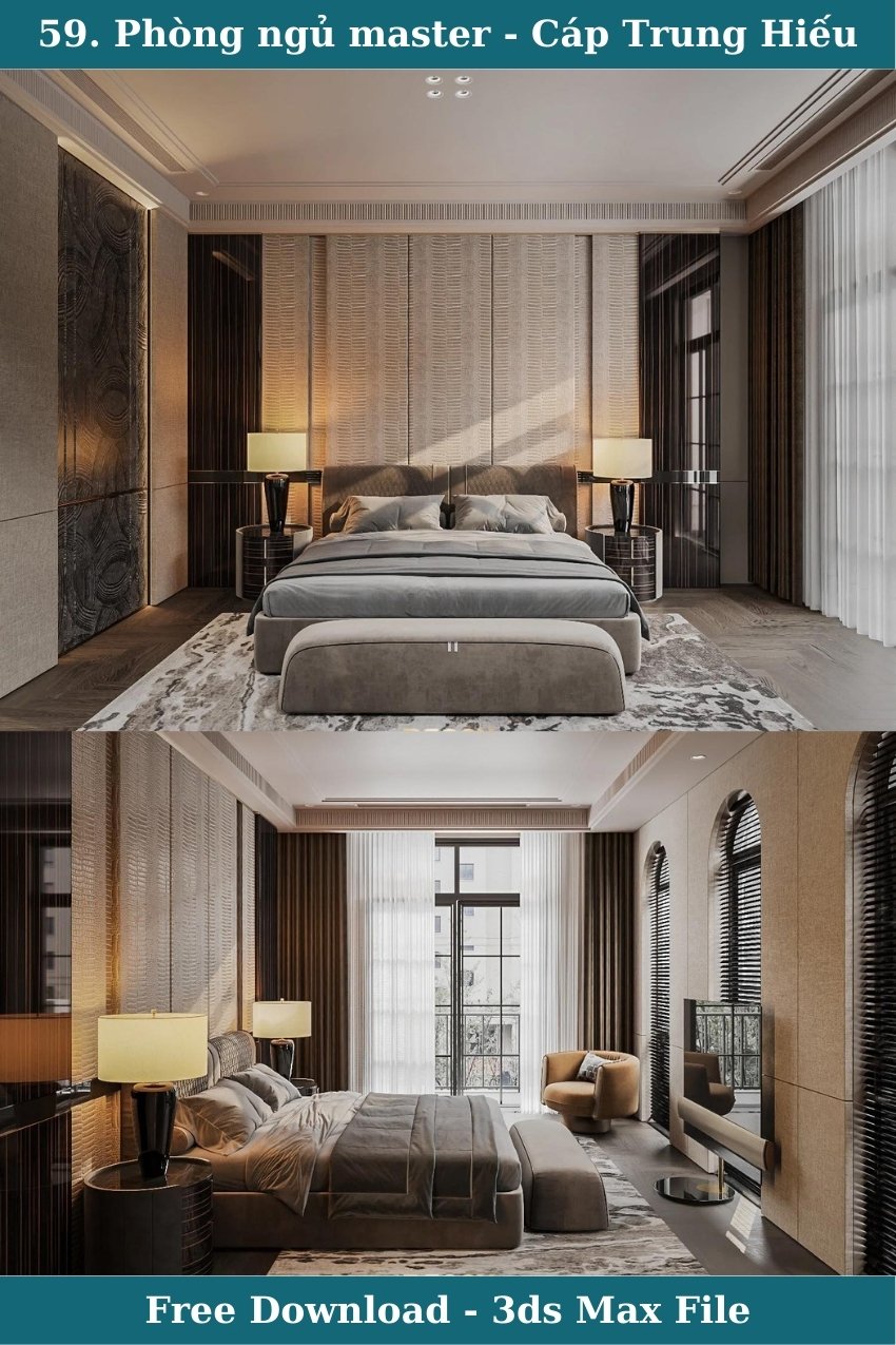 59. Thiết kế phòng ngủ hiện đại của Cáp Trung Hiếu file 3ds max