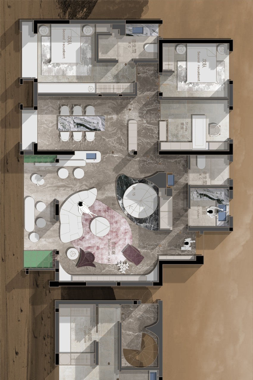 30. Căn hộ 3 phòng ngủ rộng 160m2 (Cad+Psd)