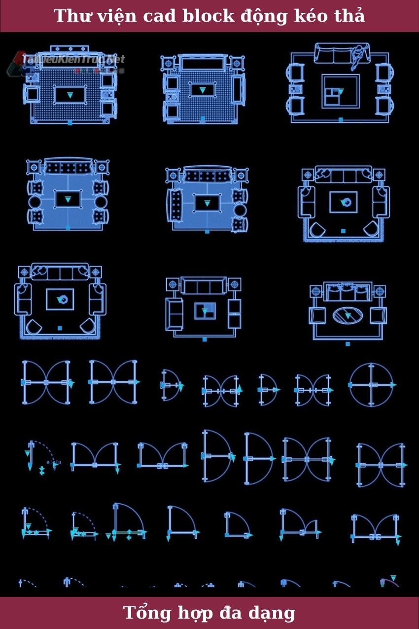 Thư viện Autocad block động tổng hợp