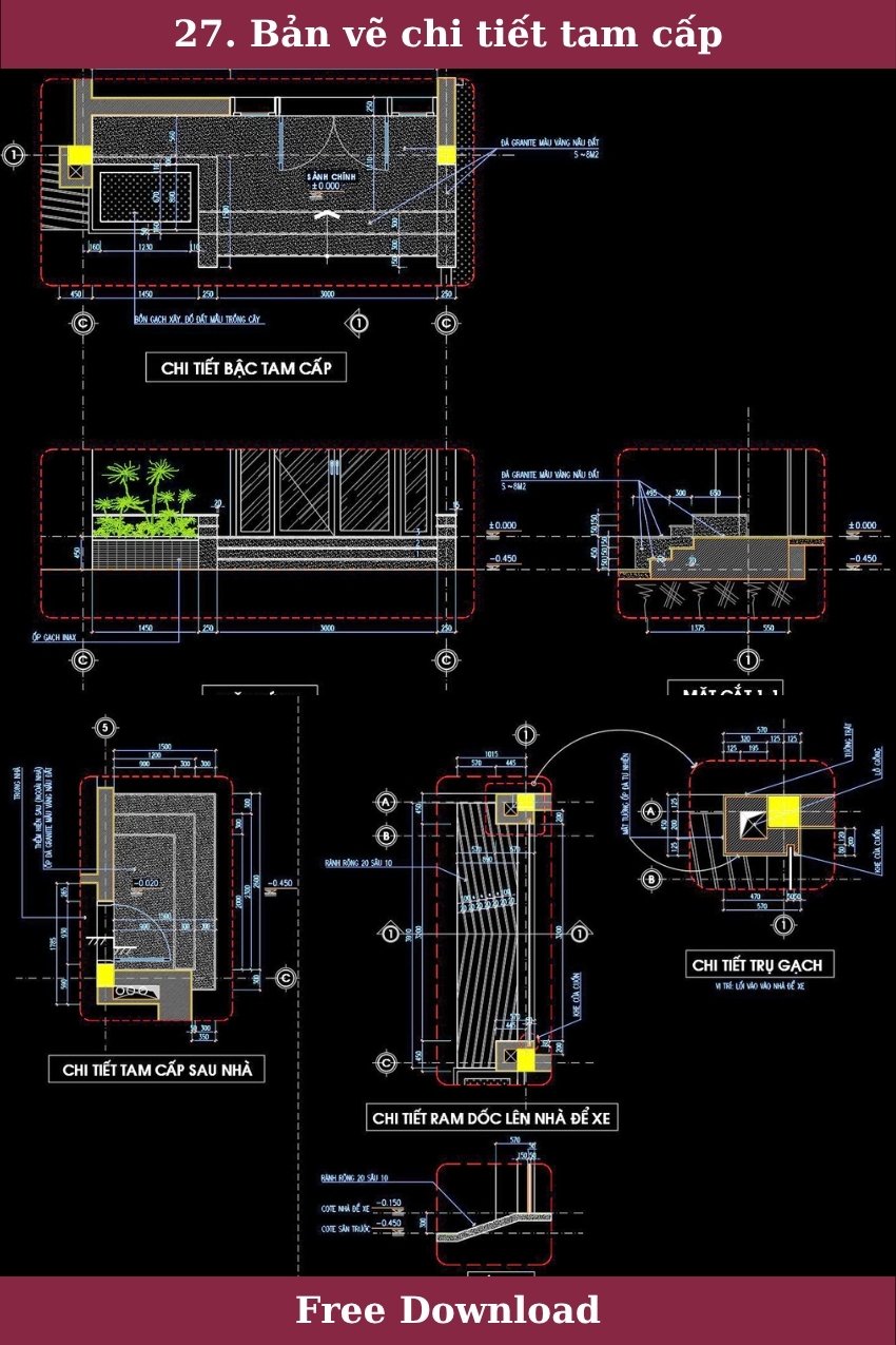 27. Bản vẽ chi tiết tam cấp miễn phí