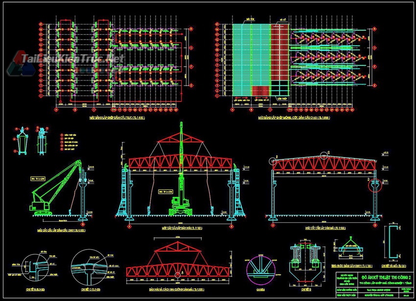 43. Biện pháp thi công lắp dựng kết cấu thép nhà công nghiệp