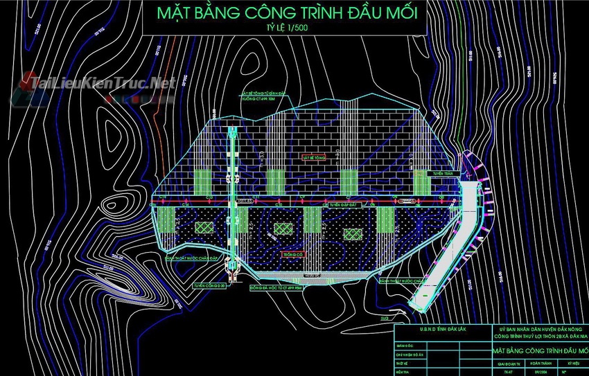 Bản vẽ thiết kế kỹ thuật cụm công trình đầu mối Hồ chứa nước đập đất, tràn, cống