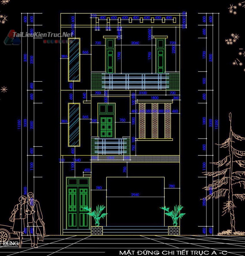 312. Hồ sơ thiết kế nhà phố 3 tầng 6x15m full kiến trúc kết cấu