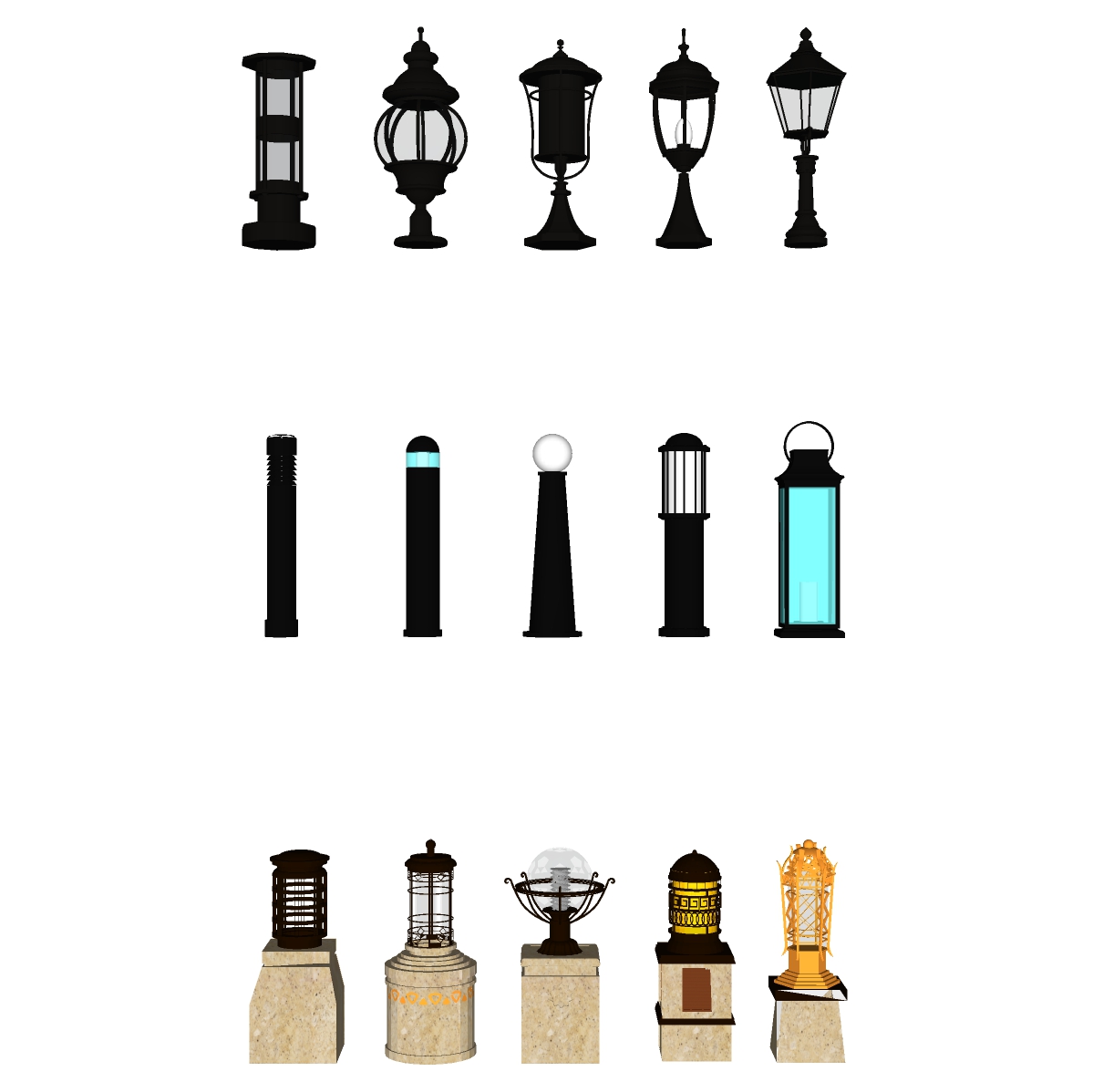 3. Model sketchup đèn sân vườn miễn phí