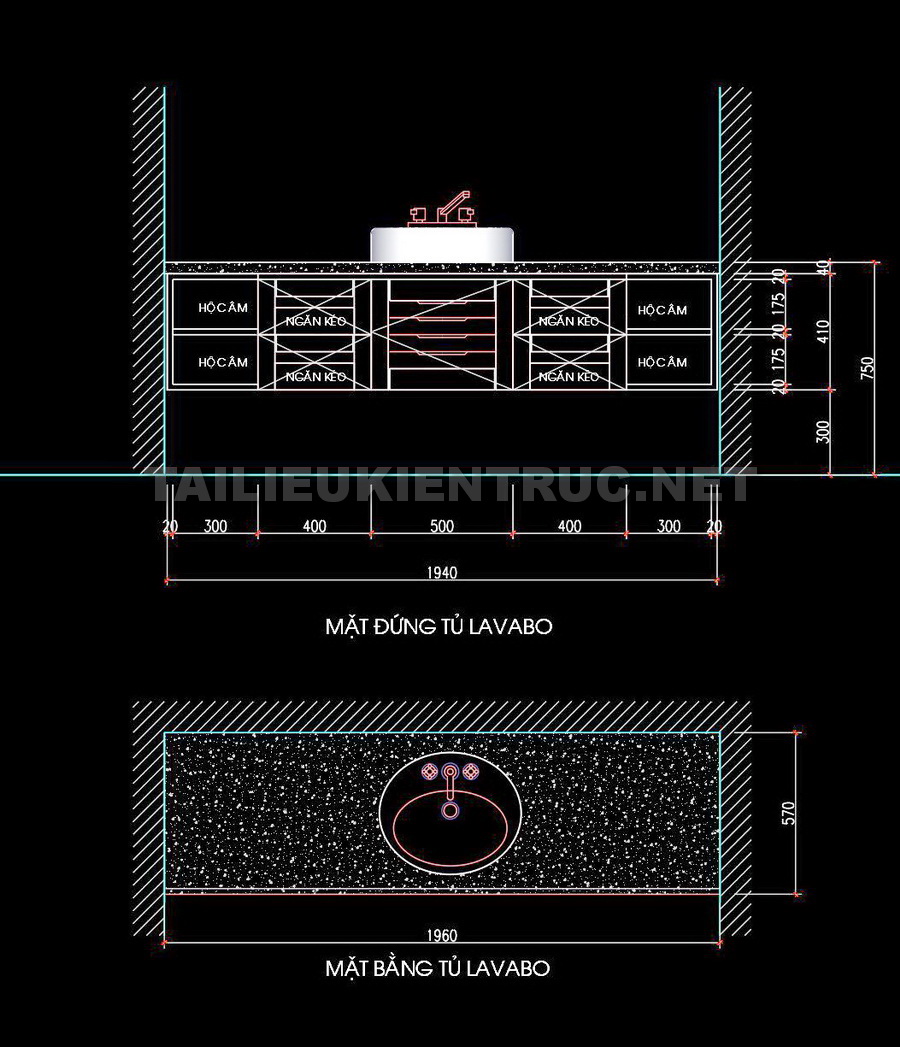 50. Bản vẽ chi tiết tủ lavabo gỗ tự nhiên miễn phí