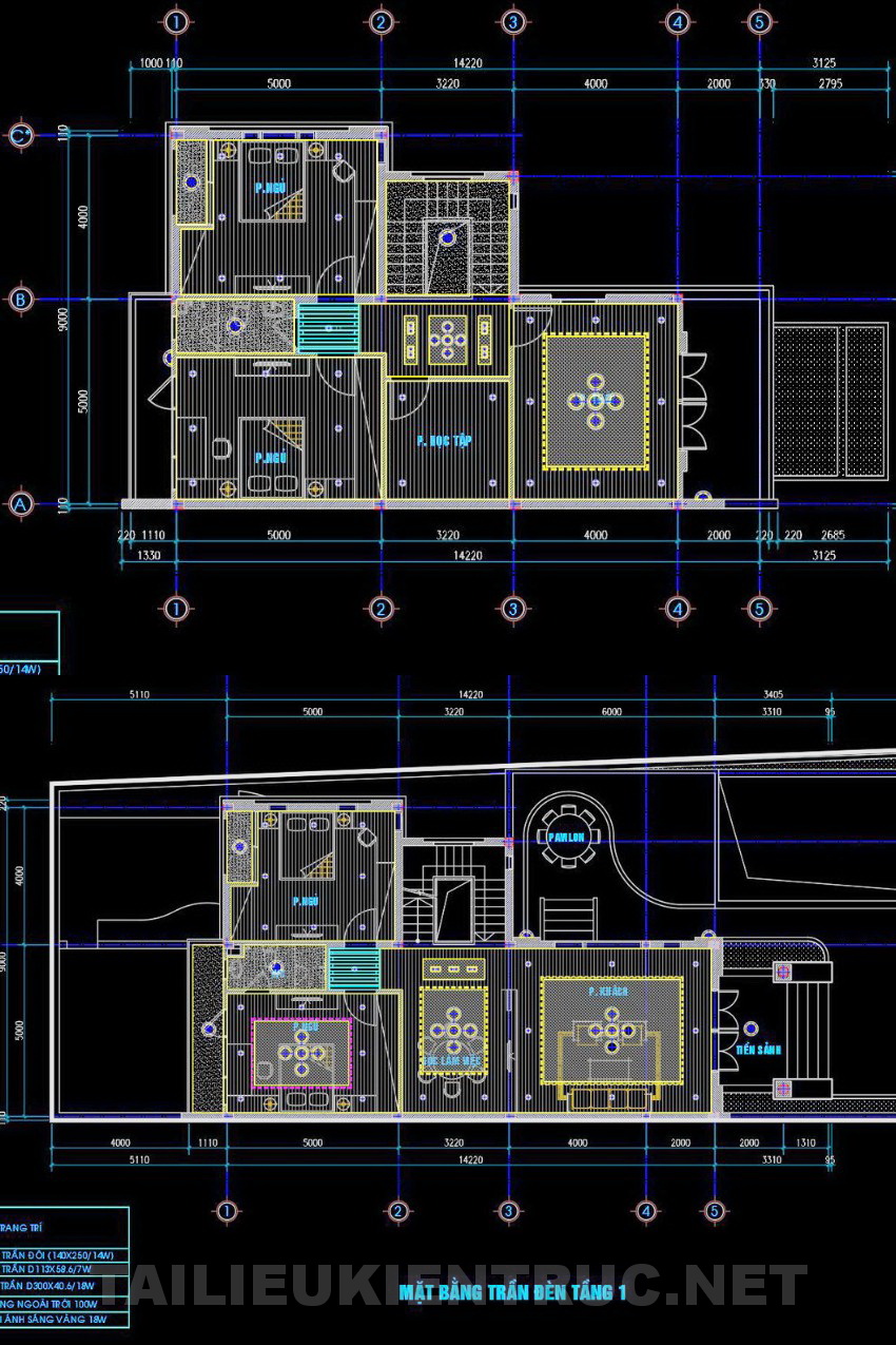 7. Bản vẽ chi tiết trần đèn biệt thự 3 tầng tải miễn phí