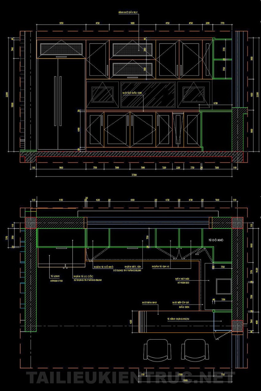 71. Bản vẽ chi tiết tủ bếp tải miễn phí
