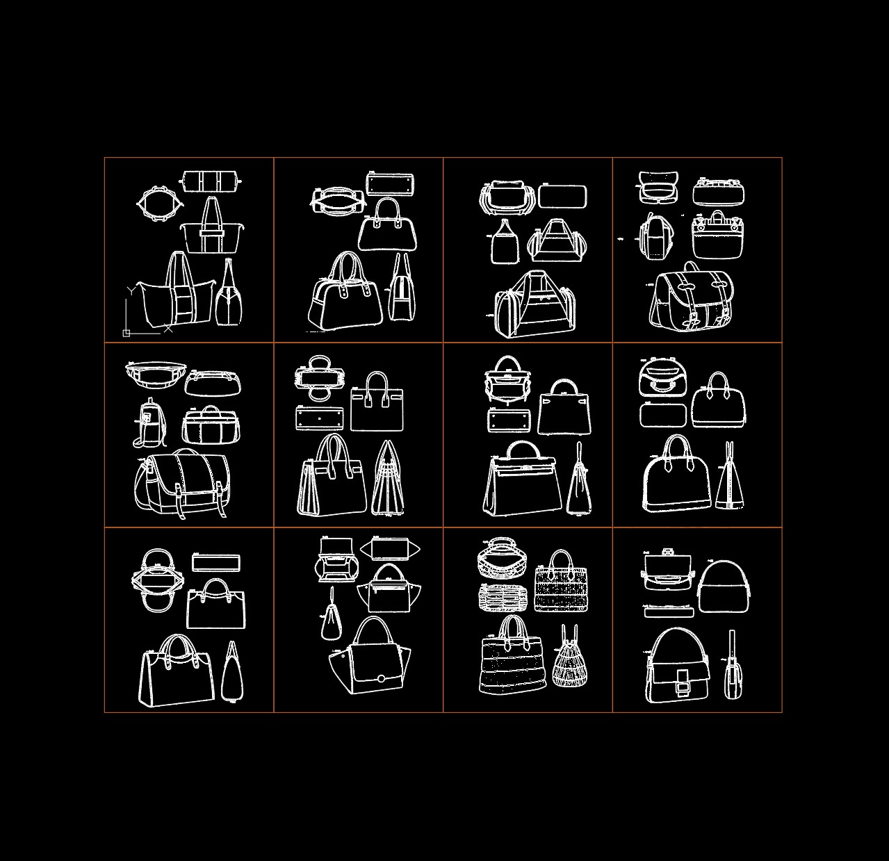 6. Bộ sưu tập túi xách file Autocad miễn phí