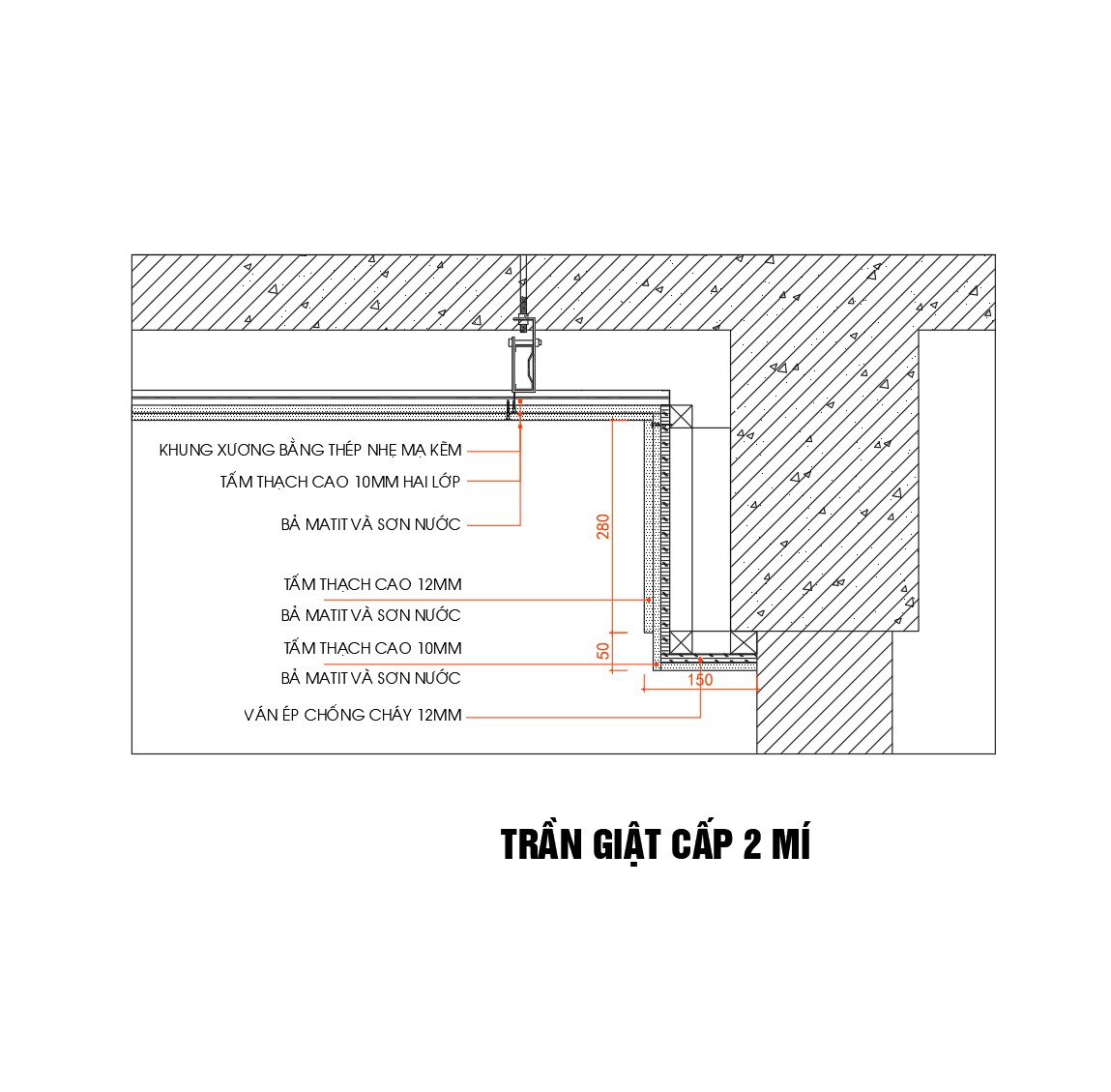 5. Bản vẽ chi tiết trần giật cấp 2 mí miễn phí tải về