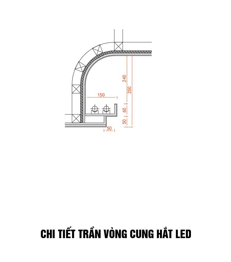 18. Chi tiết trần cong hắt Led miễn phí