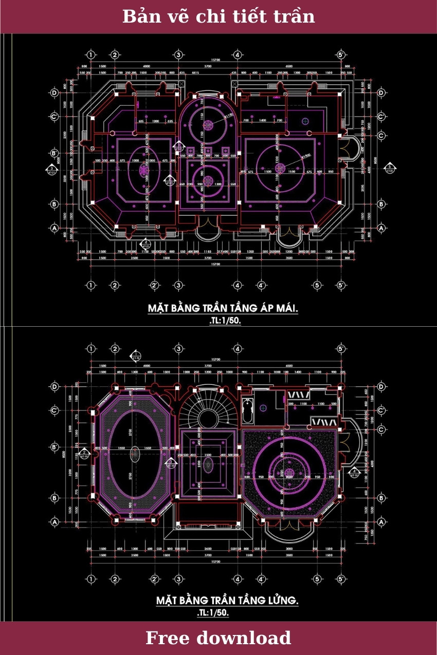 8. Bản vẽ chi tiết trần biệt thự tải miễn phí
