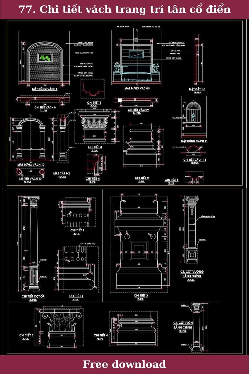 77. Chi tiết vách trang trí phong cách tân cổ điển