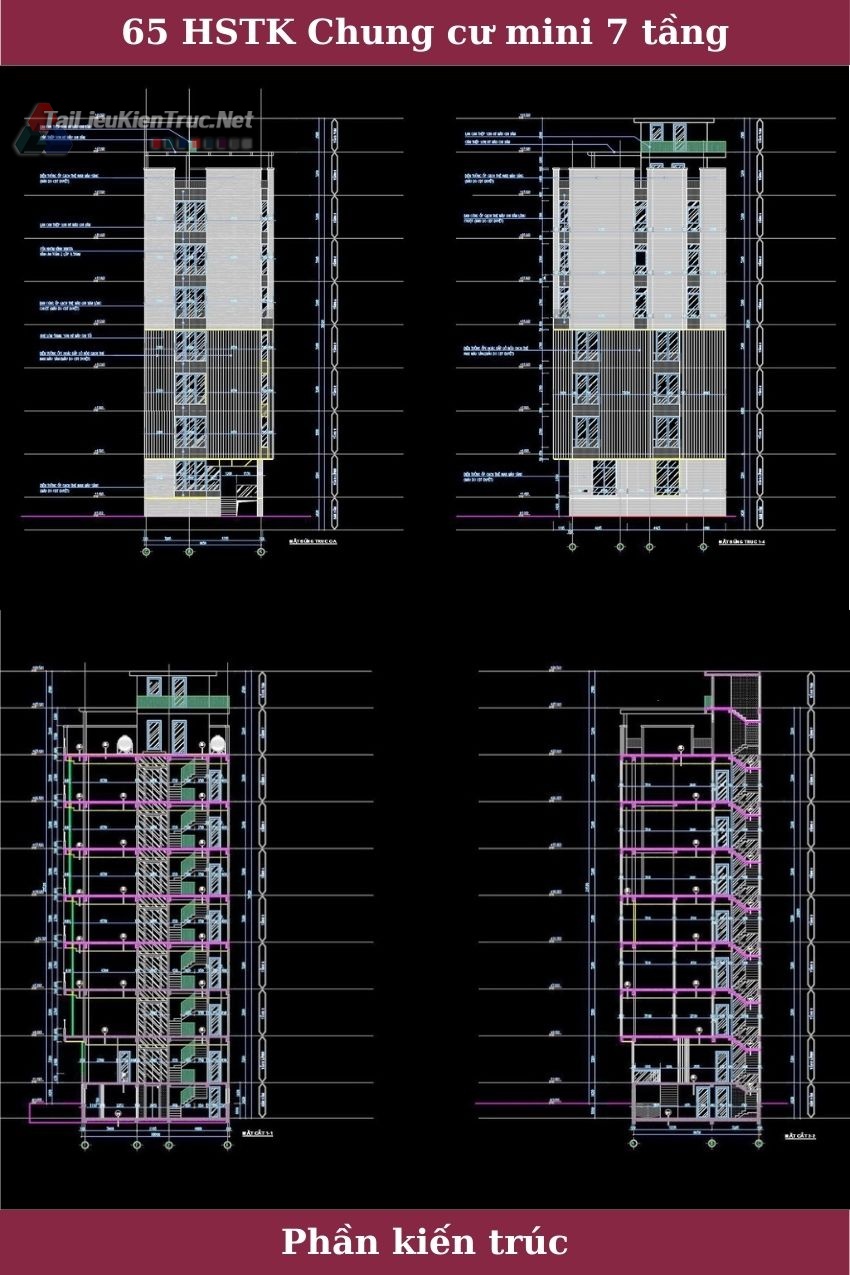 65. Hồ sơ thiết kế chung cư mini 7 tầng 2 mặt tiền phần kiến trúc