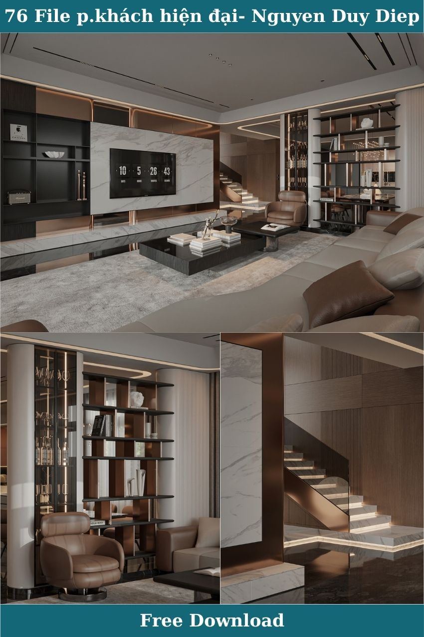 76. File 3ds max thiết kế phòng khách hiện đại bởi Nguyen Duy Diep