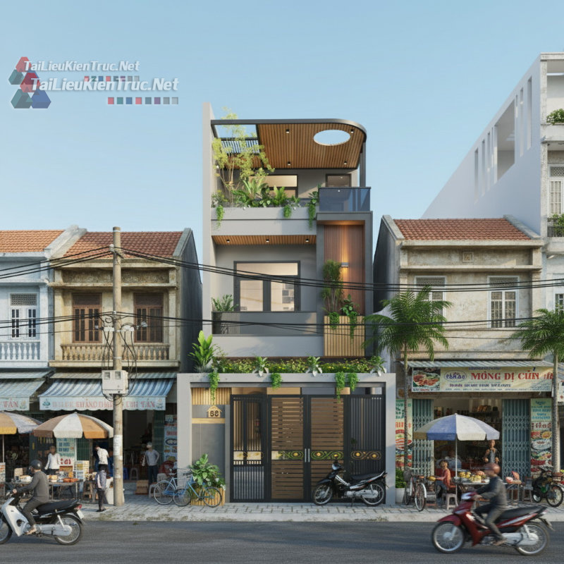 311. Hồ sơ thiết kế nhà phố 3 tầng 5x17m phần kiến trúc