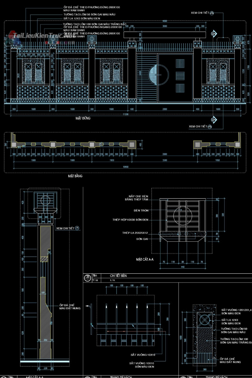 6. Bản vẽ chi tiết cổng tường rào tải miễn phí