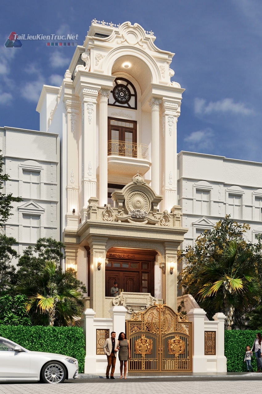 105. Phối cảnh nhà phố tân cổ điển file 3ds max corona