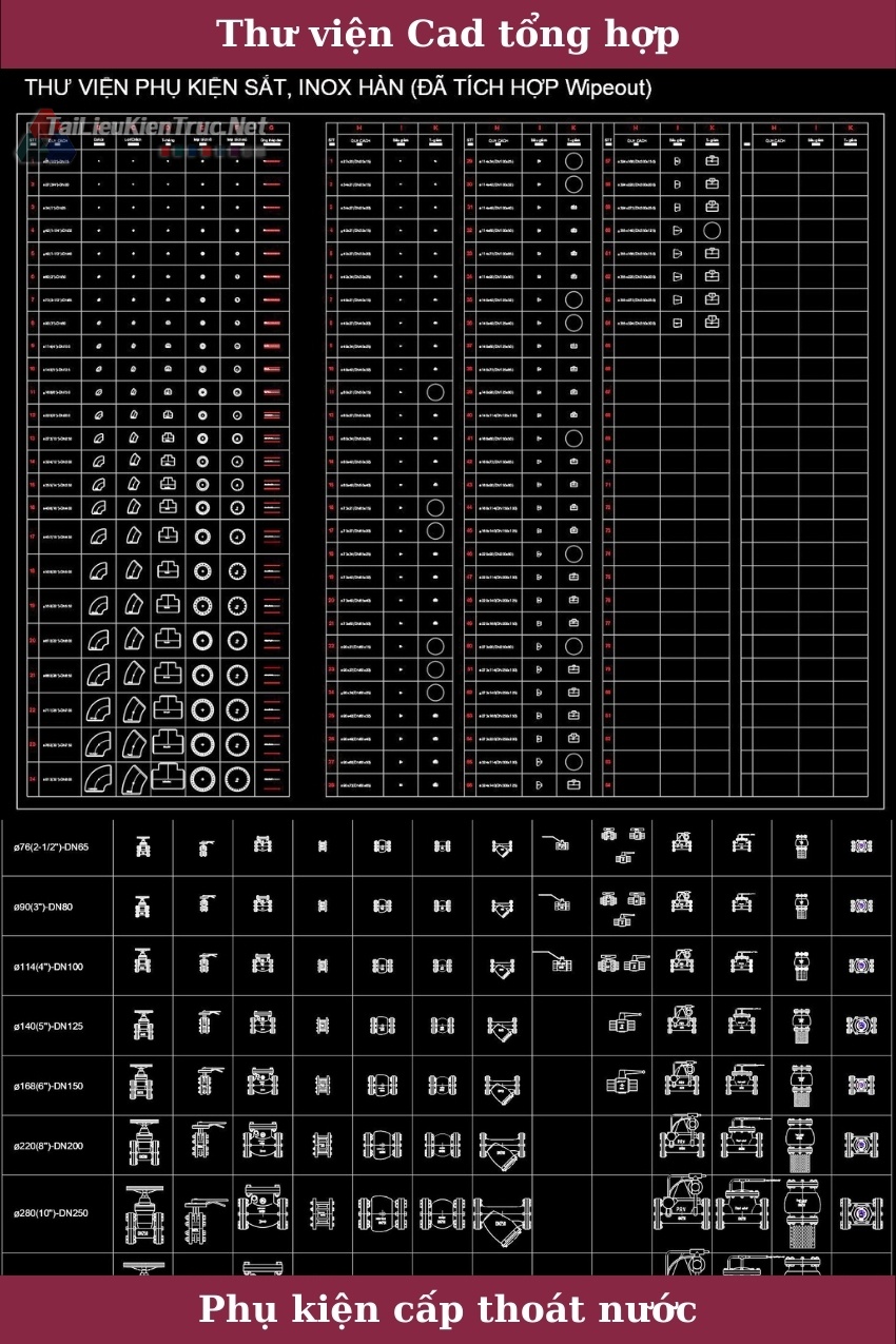 Thư viện Cad phụ kiện cấp thoát nước