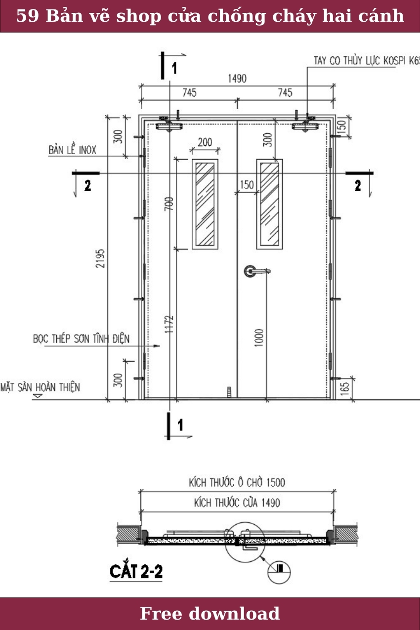 59. Bản vẽ shop cửa chống cháy hai cánh