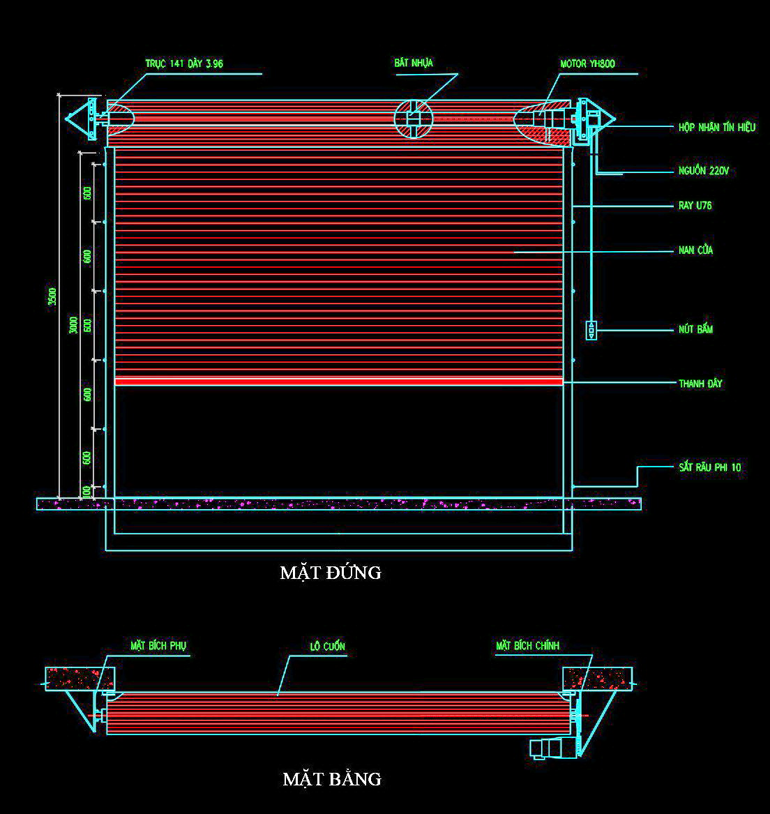 65. Bản vẽ chi tiết cửa sập chống cháy 4000x3000