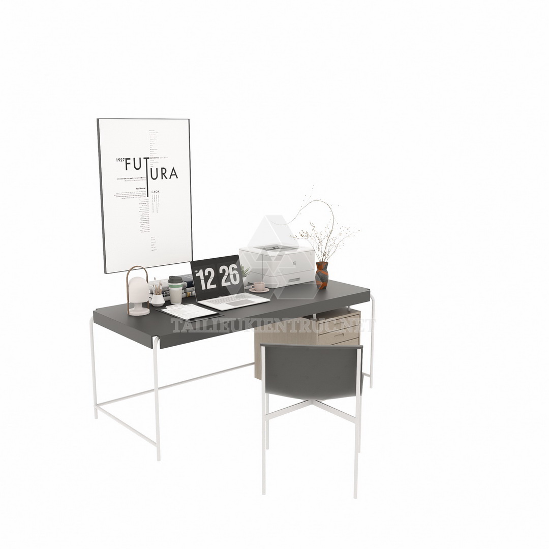 14. Model sketchup bàn làm việc hiện đại