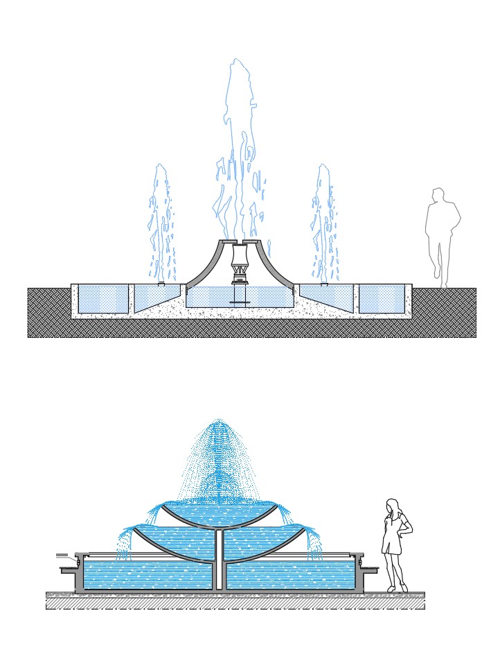 9. Bản vẽ chi tiết đài phun nước cảnh quan