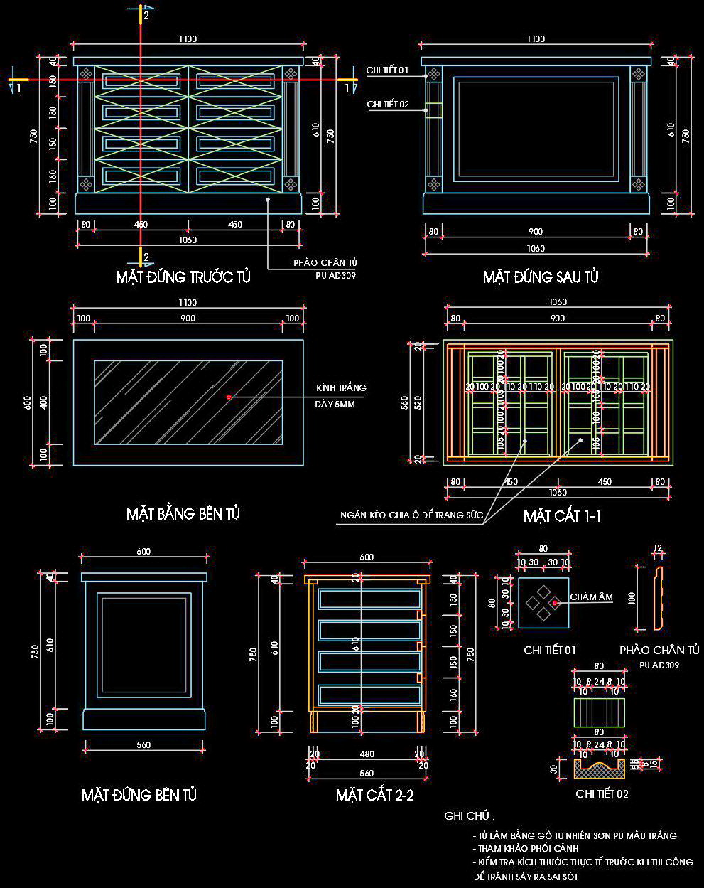 93. Bản vẽ Autocad tủ trang sức phòng master