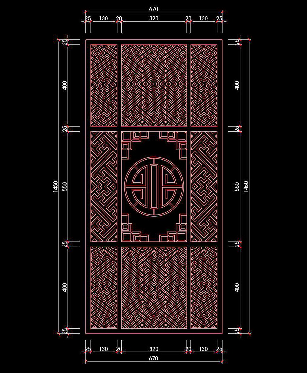 95. Bản vẽ chi tiết CNC trần phòng thờ