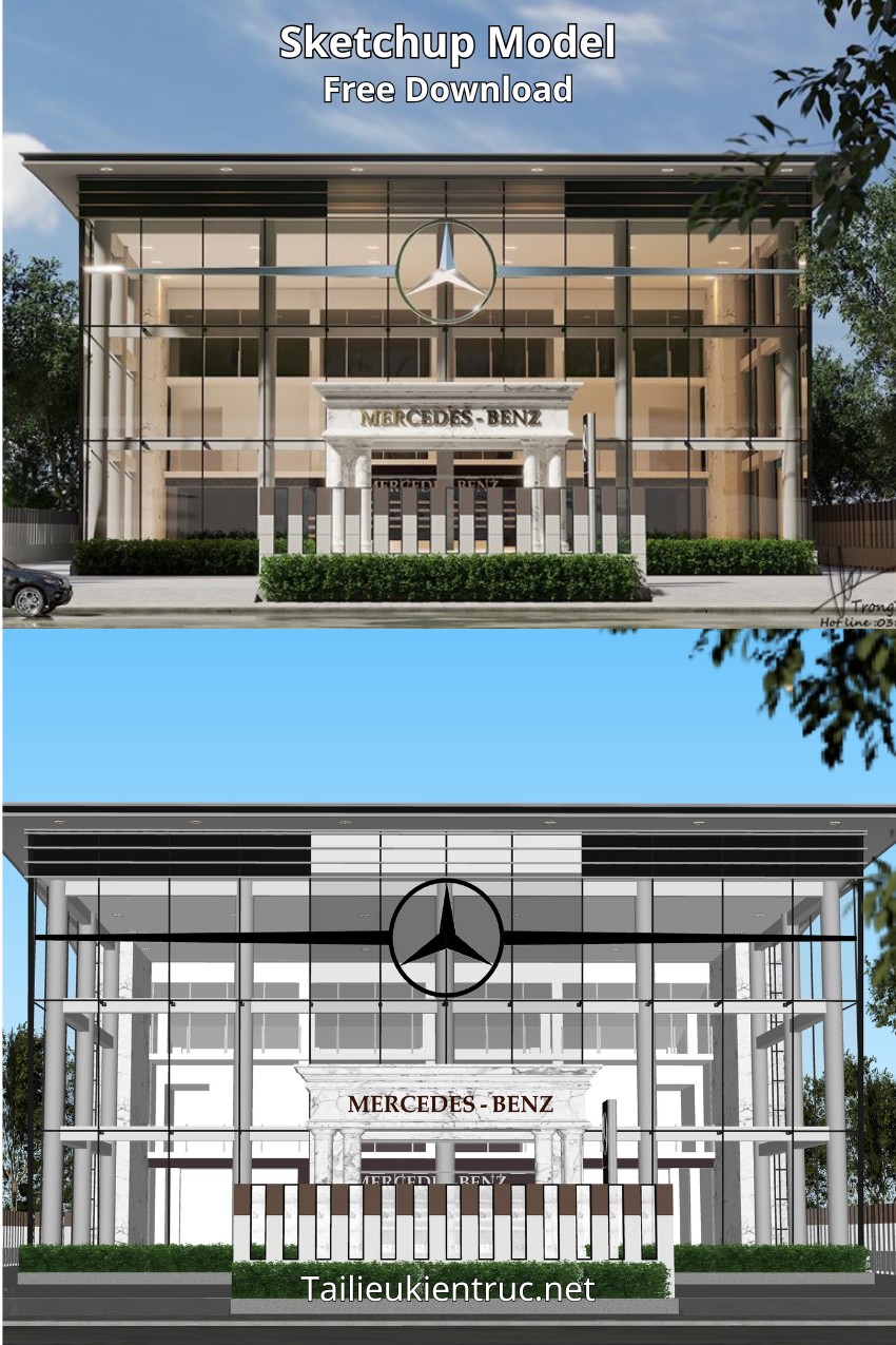 14. Phối cảnh Sketchup showroom Mercedes tác giả Trong Thanh