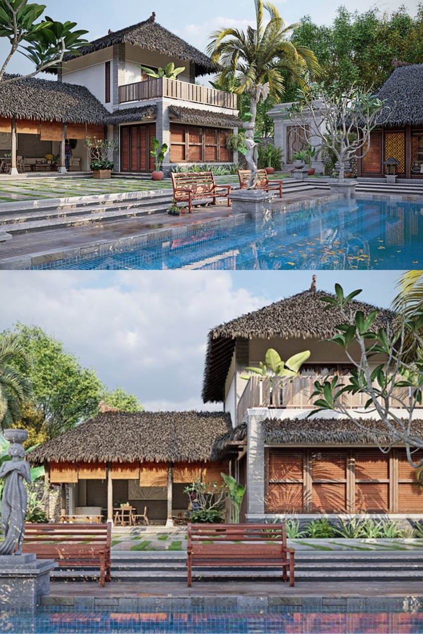 10. Sketchup biệt thự sân vườn nghỉ dưỡng tác giả My Trinh Arc miễn phí tải về