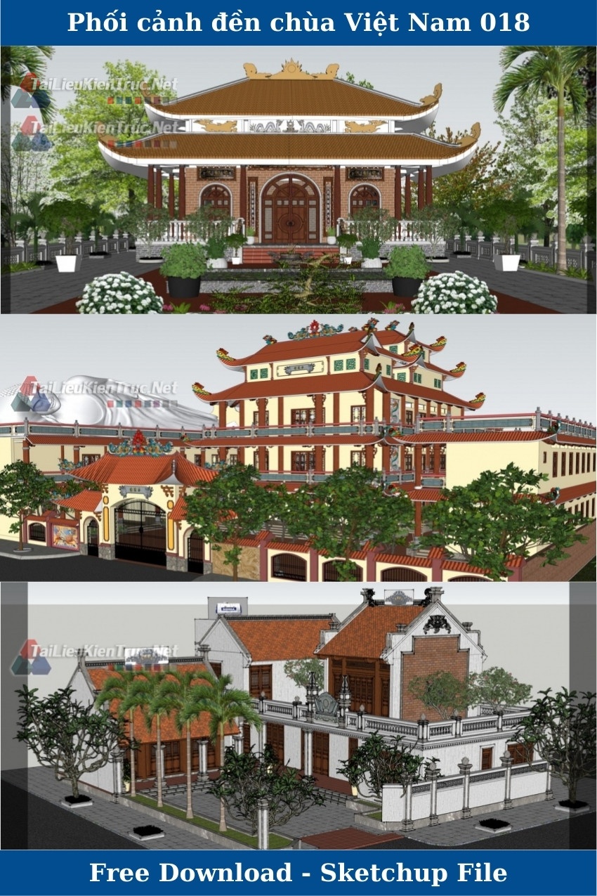 File Model Sketchup phối cảnh chùa, Đình, Nhà thờ họ 018