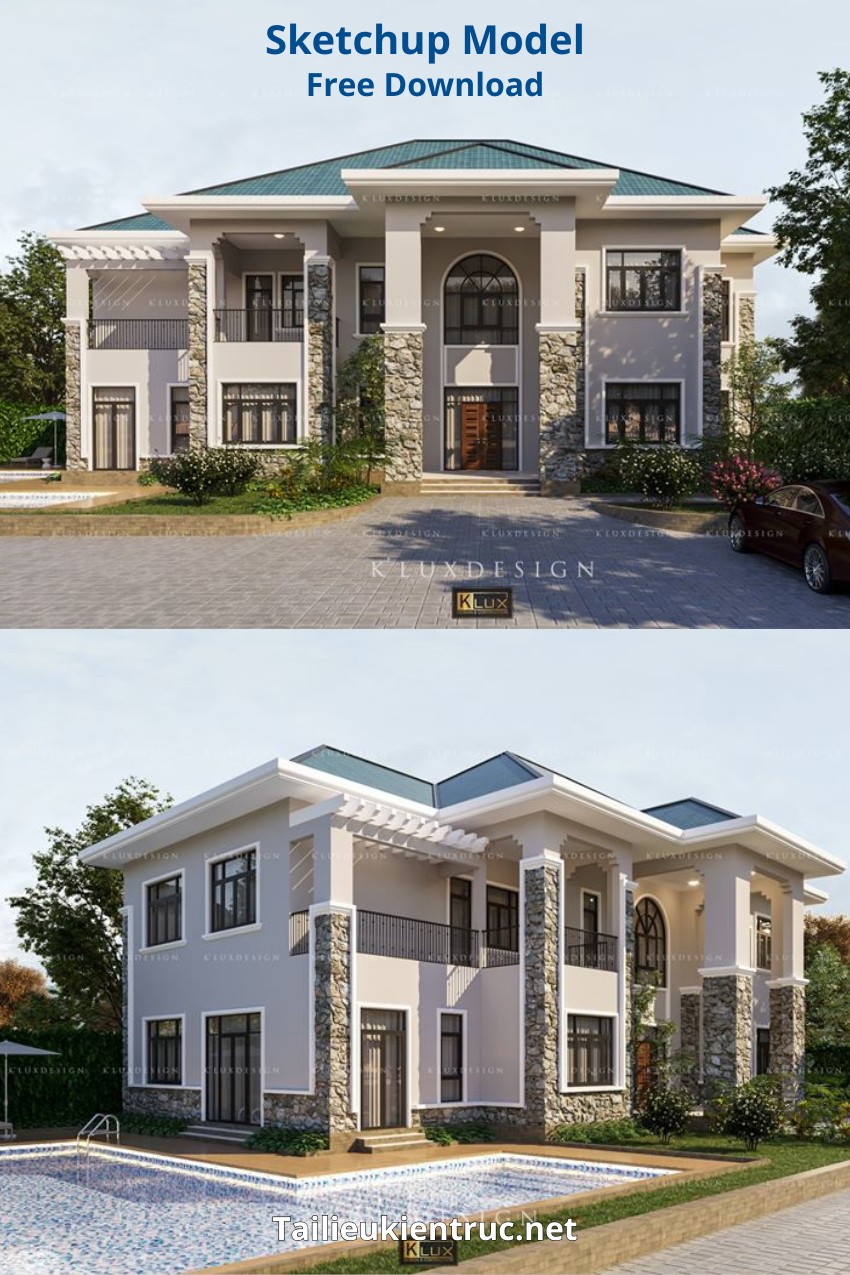 19. Phối cảnh Sketchup biệt thự hiện đại tác giả Kts Kien