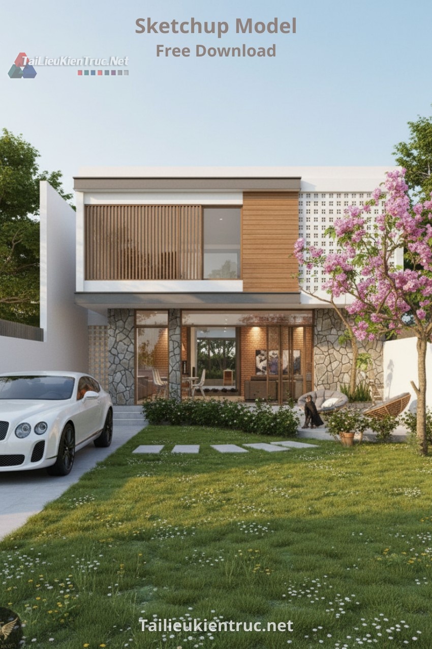 20. Phối cảnh Sketchup nhà phố 2 tầng tác giả Tai Le